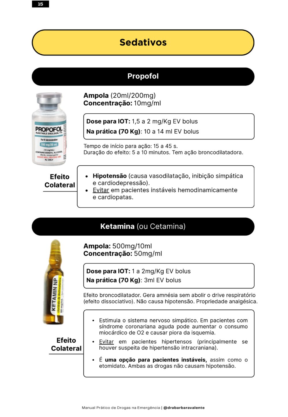 Sedativos: Propofol e Ketamina