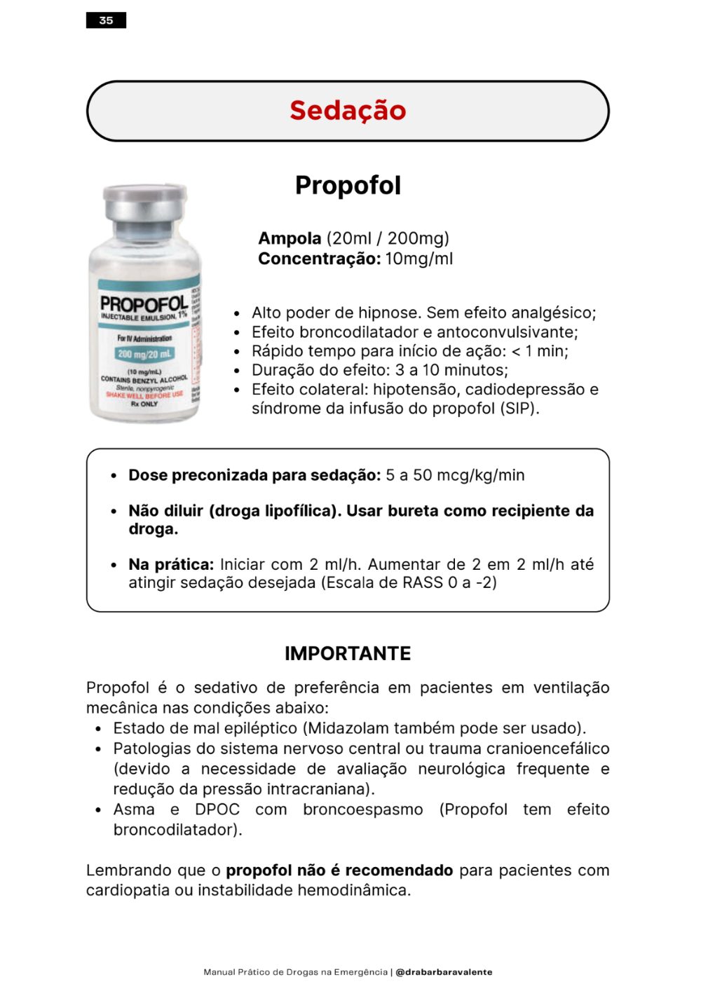 Sedação: Propofol